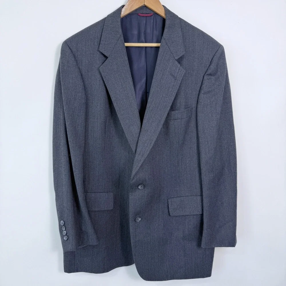 Hart Schaffner‎ Marx Wool Sport Coat Blazer Mens 44R? Windowpane Union Made